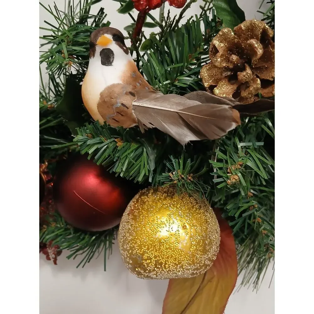 Partridge In Pear Tree Winter Door Wreath Realistic‎ Holiday Crystal Fruit Apple